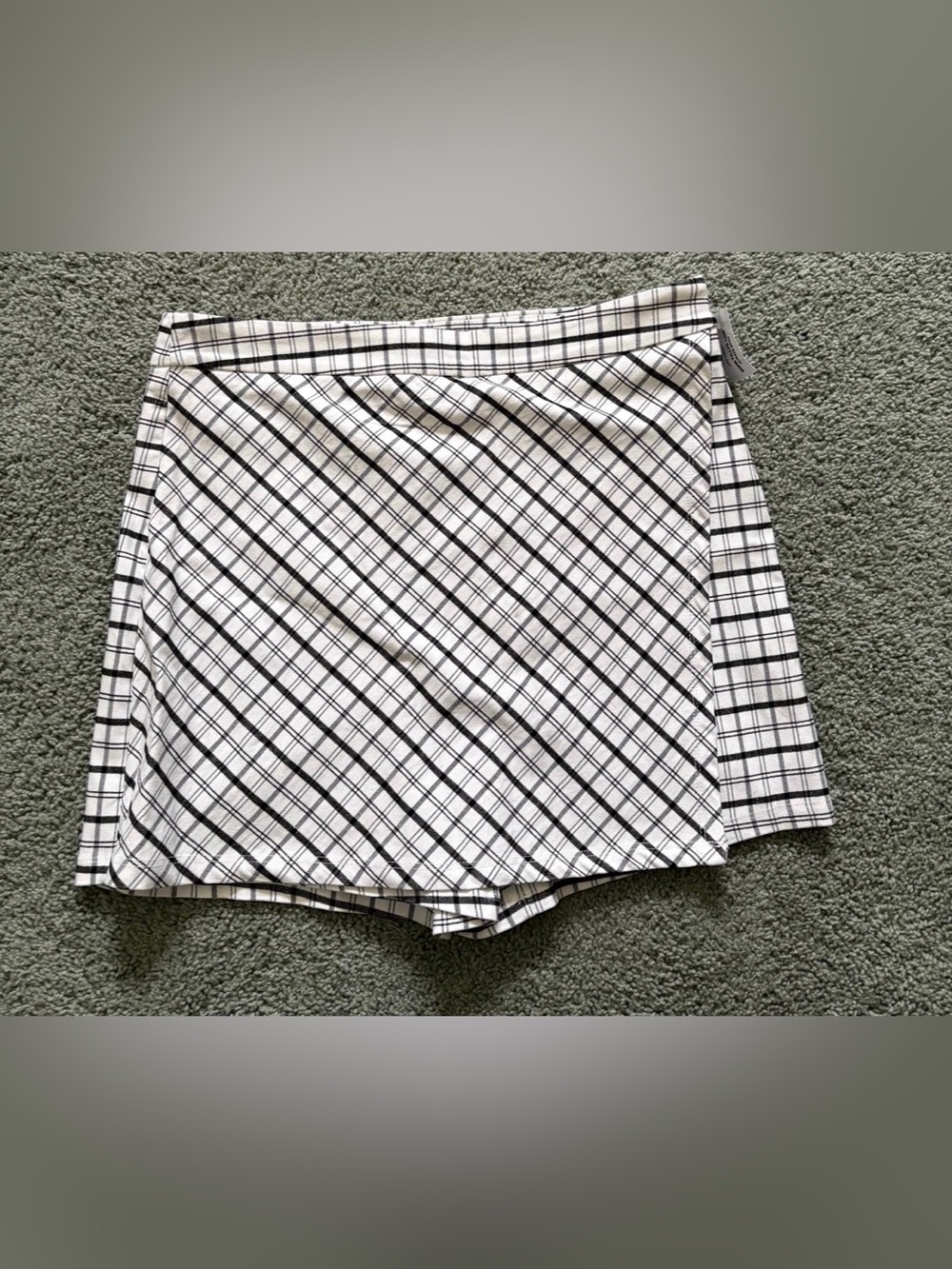 Sky And Sparrow Black And White Plaid Wrap Skort Womens Size XL NWT Stretch
